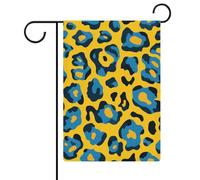Giallo Blu Leopard Print Pattern Bandiera Giardino Stagionale Vacanza Burlap Doppio Lato Casa Yard Bandiere Esterne 32X47 CM