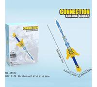 (giallo, blu) Spada da samurai Blocchi da costruzione Anime Ninja Arma Modello Assemblaggio Mattoni