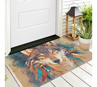 Giallo-Brunastro Acchiappasogni Lupo Tappeto Lavabile Per Corridoio,40X60Cm Pelo Basso Morbido E Antiscivolo Tappeto Da Bagno Con Stampe Animali Fantastici Per Cucina Camera Da Letto Ingresso