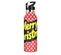 Giallo Buon Natale Parola Leggero Riutilizzabile Bottiglie d'acqua con Maniglia Doppia Parete Isolamento Bici Corsa Sport Viaggi Palestra termo para ninos para la escuela