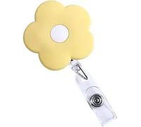 Giallo carino retrattile badge bobina forniture scolastiche nome titolare della carta fiori carta di lavoro clip chiavi cordino petto carta d'identità clip tessere, badge di identificazione e