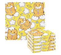 Giallo Cartoon Gingerbread Men asciugamano in microfibra 6 Pack asciugamani da cucina modello decoración toallas para cocina 11x11 pollici