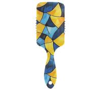 Giallo e Blu Modello Astratto Stained Glass Style amichevole spazzola per capelli massaggiatore Progettato bagnato asciutto spazzola per capelli corti con manico ergonomico cepillo para cabello