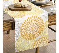 Giallo e Grigio Runner da Tavola 40X100 Runner Tavolo Primaverile Boho Dalia Runner Tavola Moderno Fiore Geometrico Stagionale Estivo Decorazione Botanica Articoli per Interni ed Esterni Vacanze