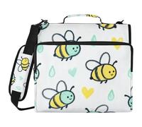 Giallo e Verde Busy Bee 3 Ringing Binder Organizer con Maniglia Multi-Pocket Documenti File Sacchetto di Immagazzinaggio per Scuola Encuadernador de cremallera