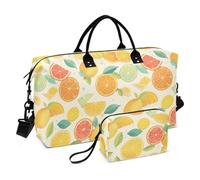 Giallo Estate Limone Decorativo Weekender Duffel Bag Sport Training Bag con Toiletry Bag per Viaggio 2 Pz Set bolso para en Avion