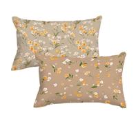 Giallo Federa Cuscini Rettangolari Divano Set di 2, Federe Cuscino Letto 50x75 Fiore Motivo con Cerniera Invisibile Design, Bifacciale Stampa Autunnale Copricuscino, Velluto Materiale, Regalo,Model279