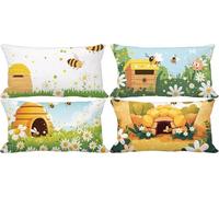 Giallo Federe Cuscini Divano 50x70 Set di 4 Cartone animato Cuscini per Divano Esterno Impermeabili Lino Rettangolo Cushion Covers per Camera da Letto Estate Giardino Decorazione Della Casa -d3050l