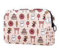 Giallo Fioritura Girasoli Nero Piccola Borsa Trucco per le Donne Cosmetici Borsa di Immagazzinaggio con Cerniera Accessori di Bellezza Organizer Bag, Multicolore 06, 18.5x7.5x13cm/7.3x3x5.1in