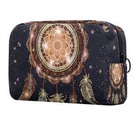 Giallo Fioritura Girasoli Nero Piccola Borsa Trucco per le Donne Cosmetici Borsa di Immagazzinaggio con Cerniera Accessori di Bellezza Organizer Bag, Multicolore 07, 18.5x7.5x13cm/7.3x3x5.1in