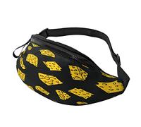 Giallo Formaggio Per Donna Uomo Moda Cibo Sfondo Nero Marsupi Con Cinturino Regolabile Casual Per Ciclismo Allenamento Escursionismo Viaggiare Corsa Sport