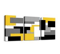 Giallo Geometrico Wall Art 40x30cmx3Pcs Moderno Astratto Decorazione Della Parete Per Camera Da Letto Camera Da Letto, Bianco Grigio Nero Opere D'arte Poster
