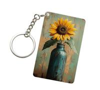 Giallo Girasole Bottiglia di Vetro Blu Antico Portachiavi Acrilico Portachiavi Moda Portachiavi Auto Catene Acriliche Tag Per Uomo Donna
