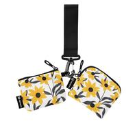 Giallo Girasole Donne Casi di Carta Cambiamento Titolare Piccolo Staccabile Card Organizer Borsa con Tasca Con Cerniera per Lady 2 Pz Recto Verso
