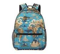 Giallo Grigio Fiore Stampa Laptop Zaino Elegante Bookbag College Daypack Viaggio Business Lavoro Borsa per Uomini Donne, Mappa di Geografia Mondiale, One Size