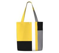 Giallo Grigio Nero Bianco Blocco,Borse della spesa riutilizzabili, borse per la spesa, borsa a tracolla in tela di grande capacità
