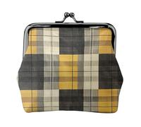 Giallo Grigio Nero Plaid Stampa Piccolo Sacchetto Bacio Blocco Coin Purse per le Donne Moneta Cambiamento Borsa, Portafoglio Carta di Credito