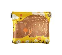 Giallo ippopotamo carino margherita donna piccolo portamonete in pelle portafoglio conveniente mini borsa portafoglio per uomo donna viaggio