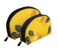 Giallo Limone 1 Stampato Trucco Borse 2 Pezzi Portatile Shell Viaggio Toiletry Bag Cosmetic Organizer Bag per le Donne