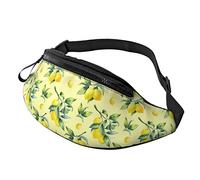 Giallo limone con foglie per uomo donna Borsa in vita regolabile per viaggiare escursionismo ciclismo corsa festival rave