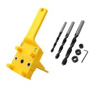 Giallo, Locator Quick Wood Doweling Jig con 6/8/10mm Drill Bit Hole Puncher, Pocket Hole Jig per allineamento preciso, Boccole in metallo resistenti all'usura, Recinzione regolabile, Plastica di grado