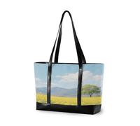 Giallo Rape Flower Field moderna tote bag con scomparto per laptop con cerniera borse tote laptop per lavoro per viaggi piscina nuoto spiaggia vacanza necessità con tablet bolso de trabajo para mujer