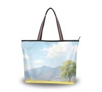 Giallo Rape Flower Field tessuto di seta con cerniera donna tote borse eleganti donne borse e borse
