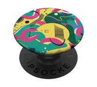 Giallo Retro 80s 90s Wave Flow Motion Pattern Art PopSockets PopGrip Adesivo