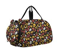 Giallo Rosso Leopard Modello Duffel Bag con Scarpe Scomparto Leggero Carry on Bagagli per Ragazzi e Ragazze bolso viajero