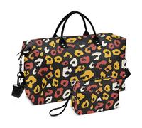 Giallo Rosso Leopard Pattern Decorativo Borsa Da Viaggio Borsa Da Palestra con Cinghia Regolabile per Palestra Impermeabile Bolsa para viajar en Avion de Mujer