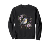 Giallo-Rumped Warbler su Ramo con Fiori Natura Arte Felpa