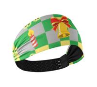 giallo-verde Check Merry Christmas Fasce per esercizi di raffreddamento per le donne Fasce per capelli elastiche per la corsa Sport Atletici Pallavolo Corsa cintillos de pelo para mujeres