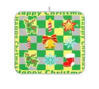 Giallo-verde Check Merry Christmas piatto asciugatura mat cucina contatore gadget scolapiatti bordo assorbente pastiglie per cucina 16 x 18