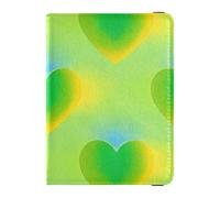 Giallo-verde Gradiente San Valentino Amore Cuoio decorativo Passaporto Porta Carta Copertura Combo Vaccino Porta Carta Combo Portafoglio Passaporto Leggero, Giallo-verde gradiente San Valentino amore,