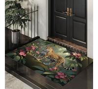 Giallo-Verde Leopardo Delle Rocce Tappeto Lavabile Per Corridoio,60X90Cm Pelo Basso Morbido E Antiscivolo Tappeto Da Bagno Con Stampe Foresta Pluviale Tropicale Per Cucina Camera Da Letto Ingresso