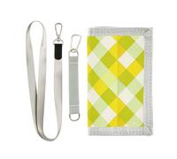 Giallo Verde Rhombus Plaid Buffalo trifold tri fold portafoglio per gli uomini regali per giovani nylon leggeri portafogli per gli uomini clip di denaro con cordino billetera minimalista para hombre