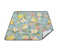 Giallo - Verde Uccelli Fiori Impermeabile Campeggio Coperta XXL Indoor Spiaggia Coperte Impermeabile Sabbia per 4 A 6 Adulti Concerto Coperta Mantas para la playa