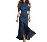 Giallo Vestito Camicia Jeans Maniche Corte Modello Ampio Dritto Cotone Morbido Abito Casual Estivo Per Tutti I Giorni Vacanze Al Mare Feste Informali Taglio Comodo Senza Stringere La Vita 4xl Rosso Xs
