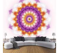 Giallo-Viola Carta Da Parati in Seta 3D Arte Moda Decorazione da Muro XXL Mandala Rotondo Poster Gigante Design Carta 350×256cm Per Casa Ufficio Camera Da Letto Gabinetto