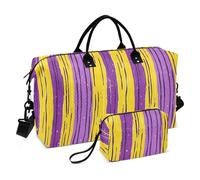 Giallo Viola Stripe Pattern Decorativo Viaggio Weekender Gear Bag Palestra Tote Bag con Cinghia Regolabile per Viaggio 2 Pz Set bolso de Mano para viajar en Avion