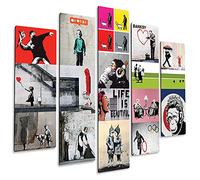 Giallobus - 5 Multi pannello Art Board - Banksy - Banksy Collage - Legno Mdf - 140x100
