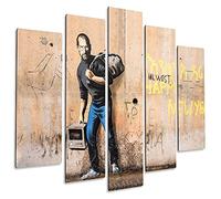Giallobus - 5 Multi pannello Art Board - Banksy - Steve Jobs - Legno Mdf - 140x100