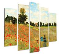 Giallobus - 5 Multi pannello Art Board - Claude Monet - Campo di papaveri 2 - Legno Mdf - 140x100