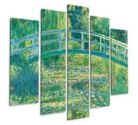 Giallobus - 5 Multi pannello Art Board - Claude Monet - Pontile lo stagno delle Ninfee - Legno Mdf - 140x100