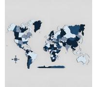 Giallobus - Mappa del Mondo 3D - Mappa del Mondo 3D - Legno MDF - Mappa 3D - 190x108,5-07 - Night - Decorazione Parete - Legno MDF Multilivello - Soggiorno Ufficio Camera