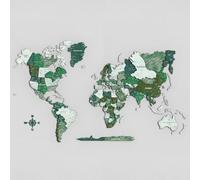 Giallobus - Mappa del Mondo 3D - Mappa del Mondo 3D - Legno MDF - Mappa 3D - 190x108,5-14 - Forest Overlay - Decorazione Parete - Legno MDF Multilivello - Soggiorno Ufficio Camera