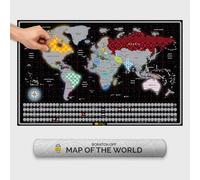 Giallobus - Mappa del mondo da grattare - Carta Patinata - 68L x 43,5l cm - 01 - GlowMap - Idee regalo - Grattabile con bandiere - argento
