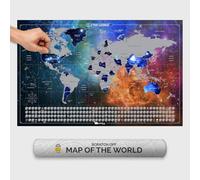 Giallobus - Mappa del mondo da grattare - Carta Patinata - 68L x 43,5l cm - 03 - Stellar World Map - Idee regalo - Grattabile con bandiere - argento