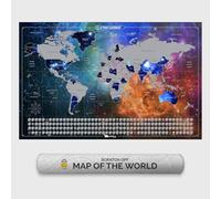 Giallobus - Mappa del mondo da grattare - NUOVA Scratch off map - Carta Patinata - 68L x 43,5l cm - 03 - Star World - Idee regalo - Grattabile con bandiere - argento