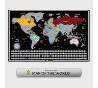 Giallobus - Mappa del mondo da grattare - Scratch off map - Carta Patinata - 68L x 43,5l cm - 01 - Glowing pattern - Idee regalo - Grattabile con bandiere - argento